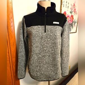 EDDIE BAUER WOMEN'S BLACK & GRAY FLEECE-LINED QUARTER-ZIP. SIZE SMALL.
